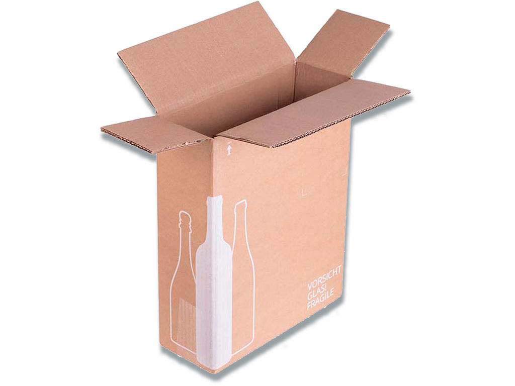 Vinforsendelseskasse, Til 3 flasker, Uden indlæg, Brun, 1 stk