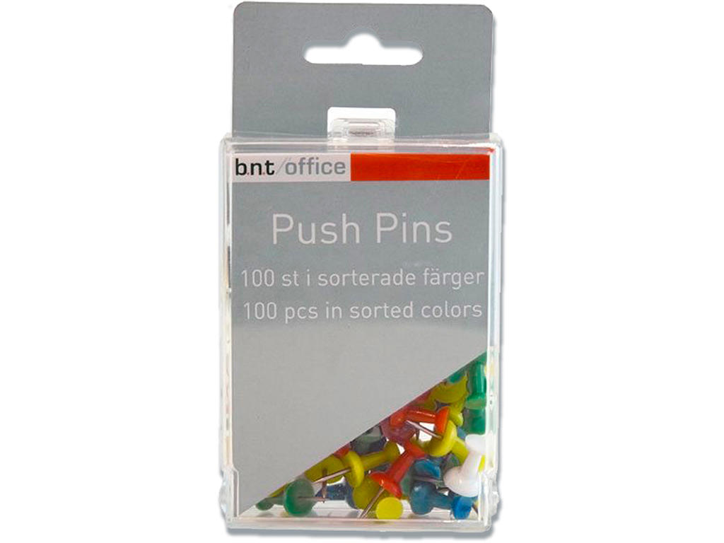 Tegnestifter, Assorteret, 20 mm, 100 stk, BNT Office 