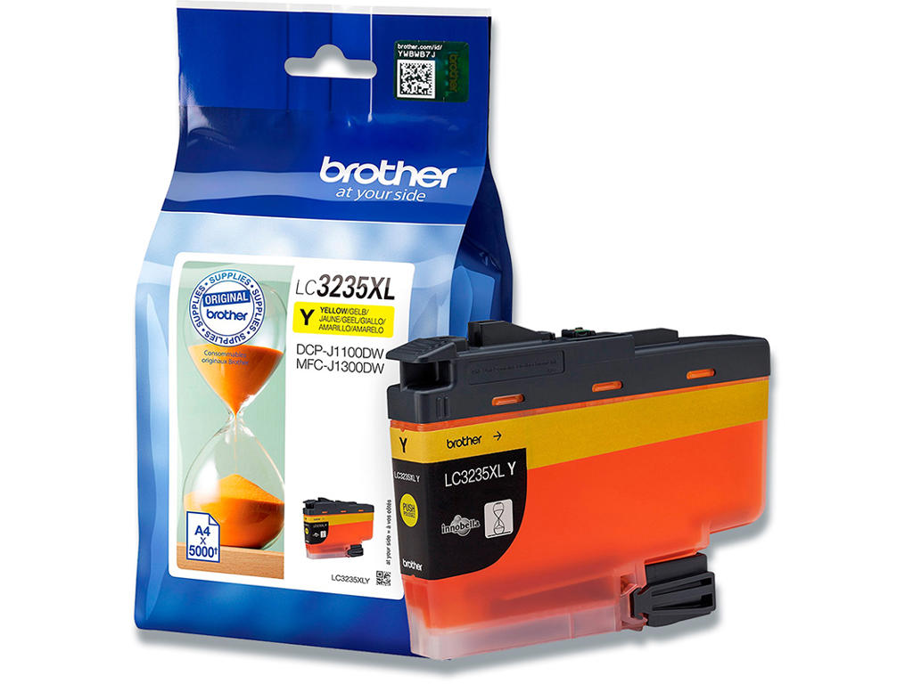 Blækpatron, 1 stk, 5.000 sider, Yellow-gul, Brother LC3235XLY