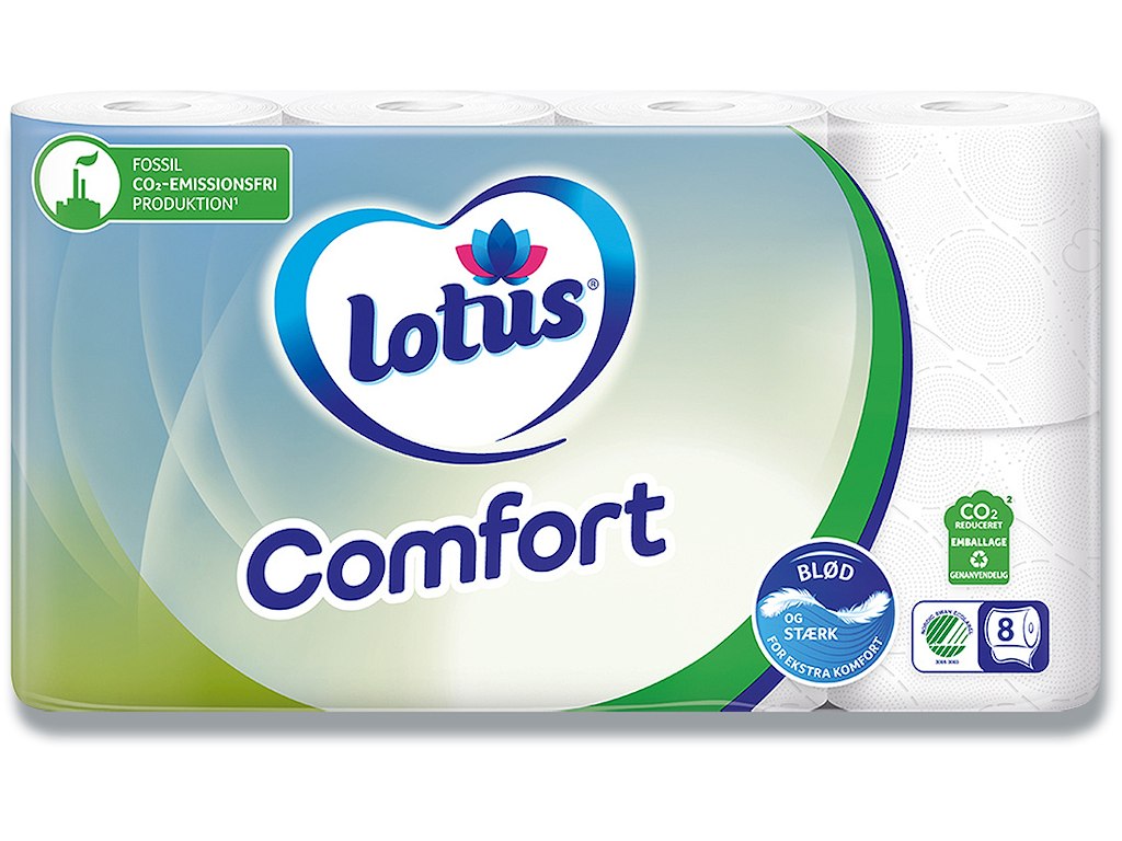 Toiletpapir, Udvendig oprulning, 3 lag, 56 ruller, Lotus Comfort 