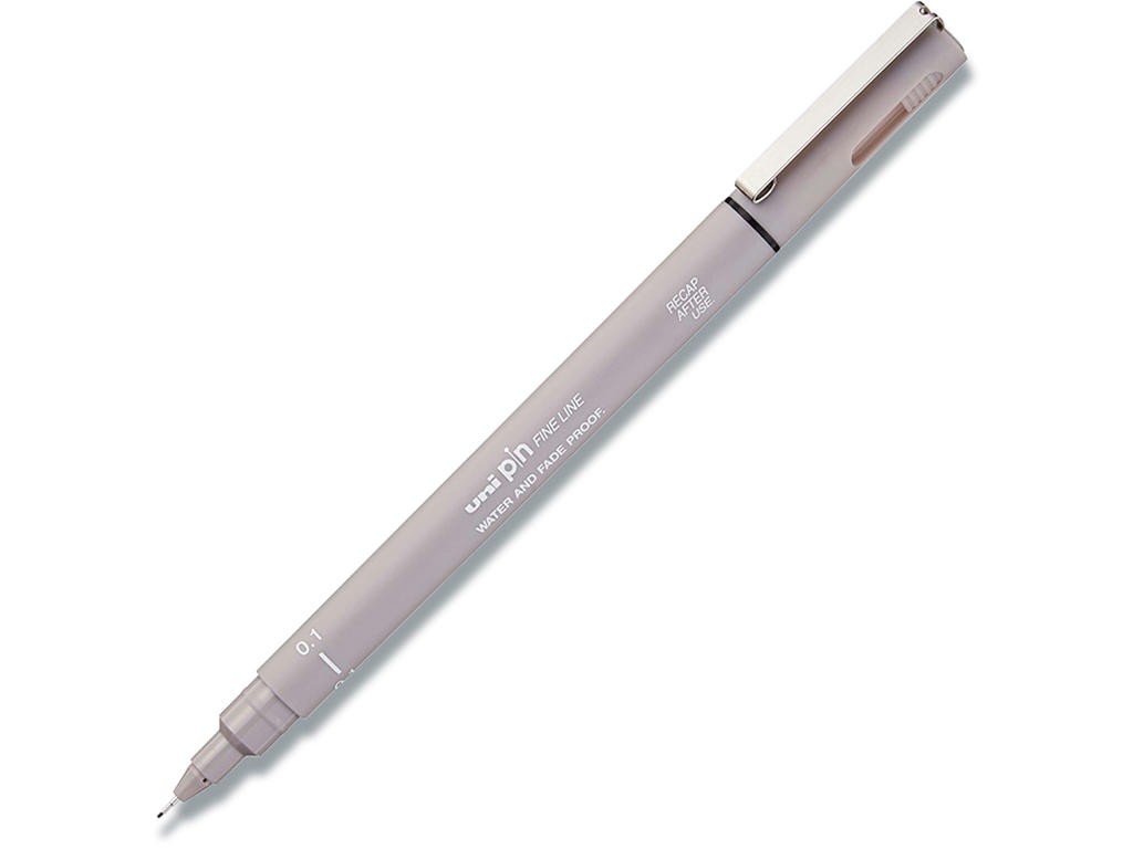 Fineliner, Lysegrå, 0.1 mm, 1 stk, uni pin 200