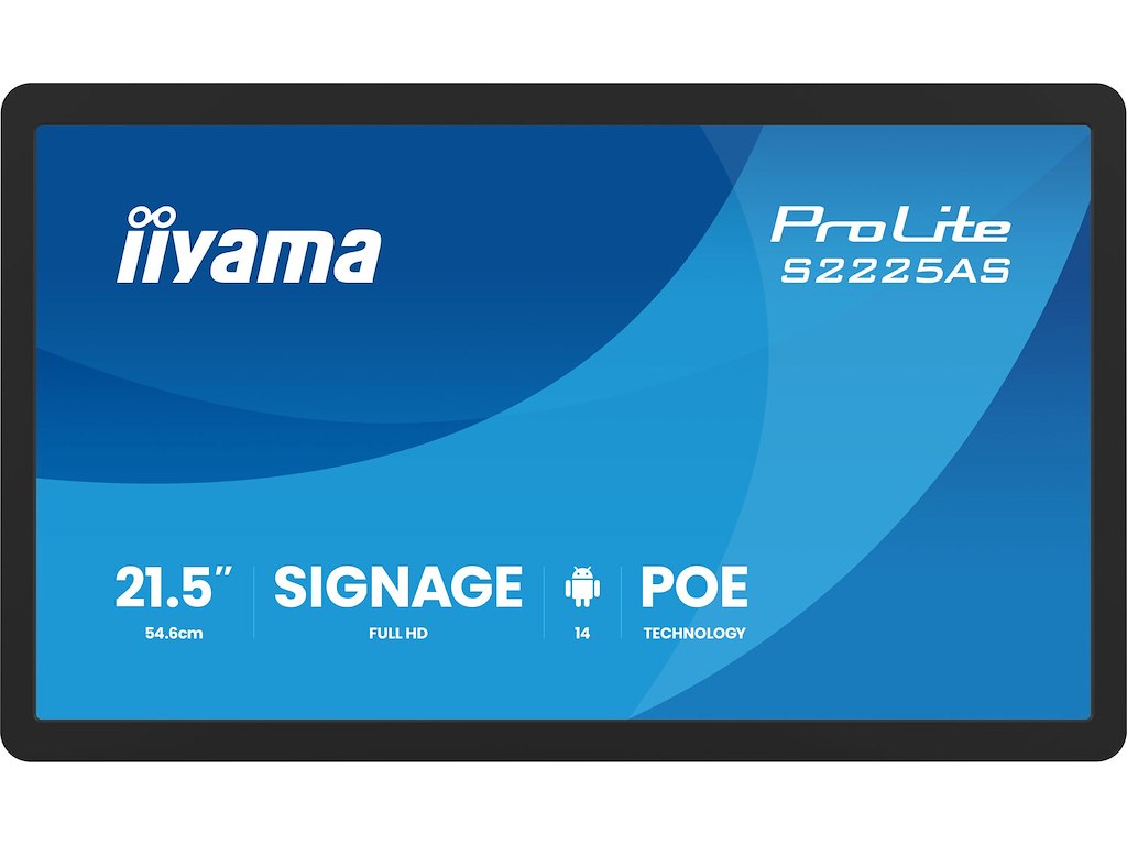 iiyama ProLite S2225AS-B1P Digital fladpaneldisplay 54,6 cm (21.5") LCD Wi-Fi 500 cd/m² Fuld HD Sort Indbygget processer Android 14 24/7
