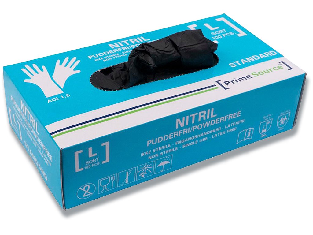 Engangshandsker, Nitril, Large, 100 handsker, Prime Source Standard