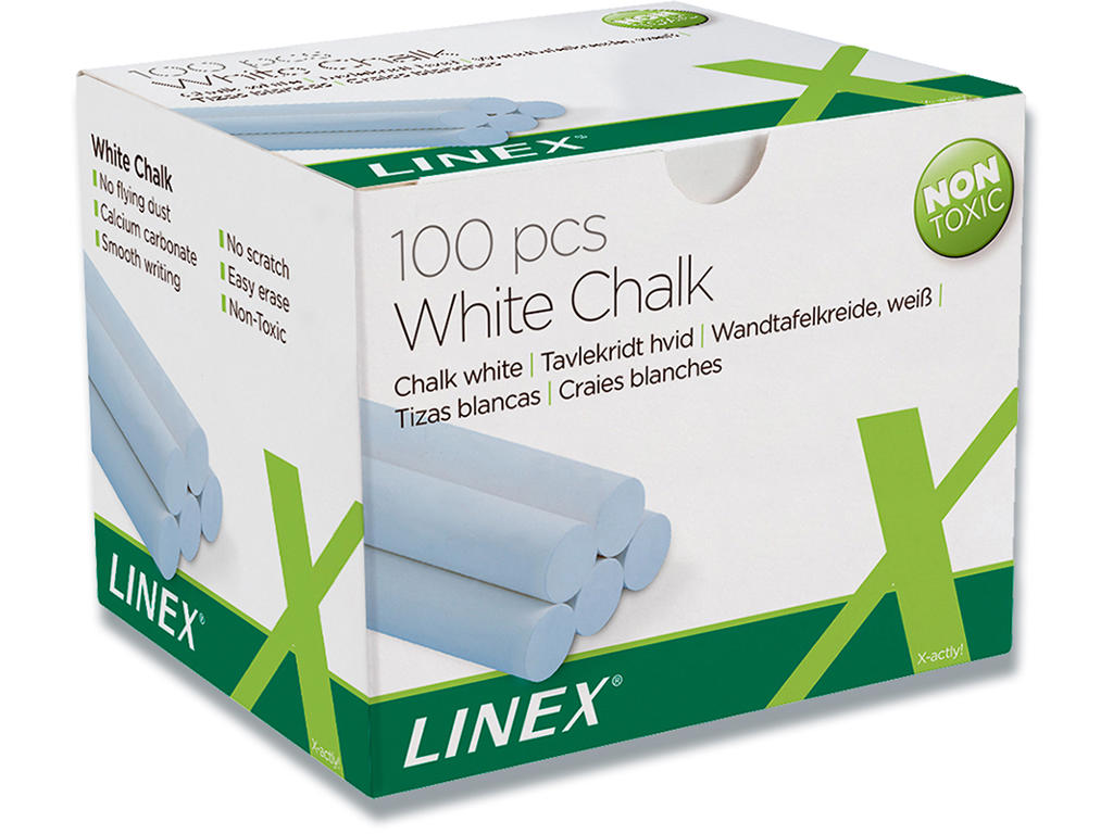 Tavlekridt, Runde, Hvide, 100 stk, Linex CCCHW 