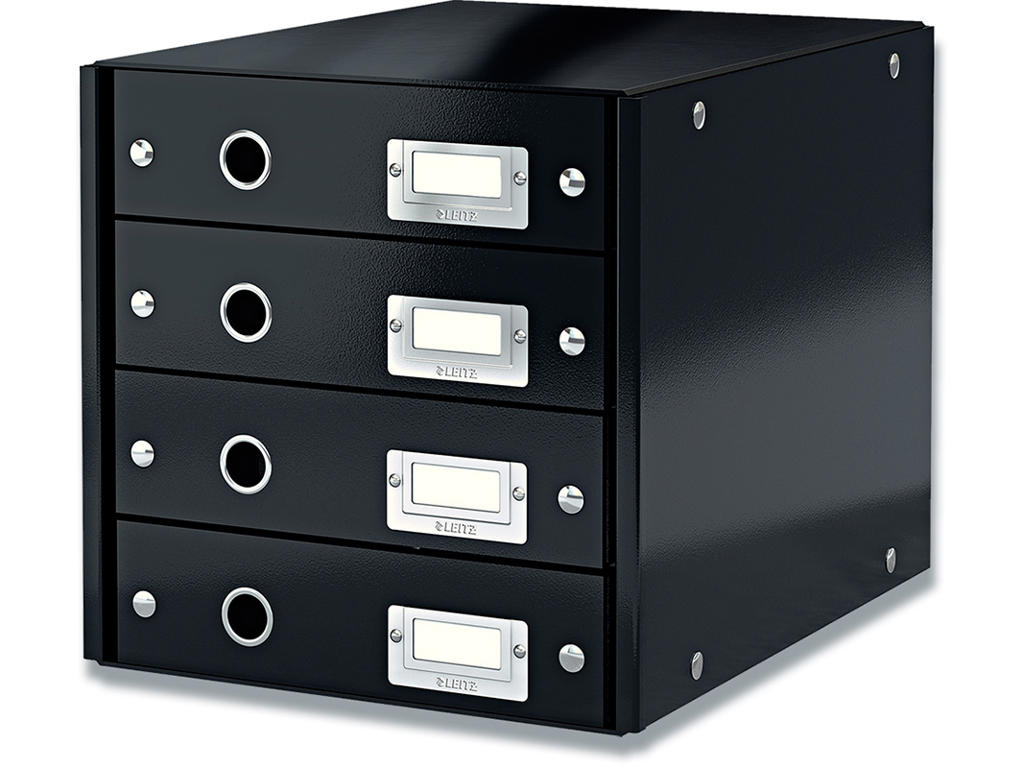 Skuffekabinet, 4 skuffer, Metallic sort, A4, Leitz Click & Store WOW 