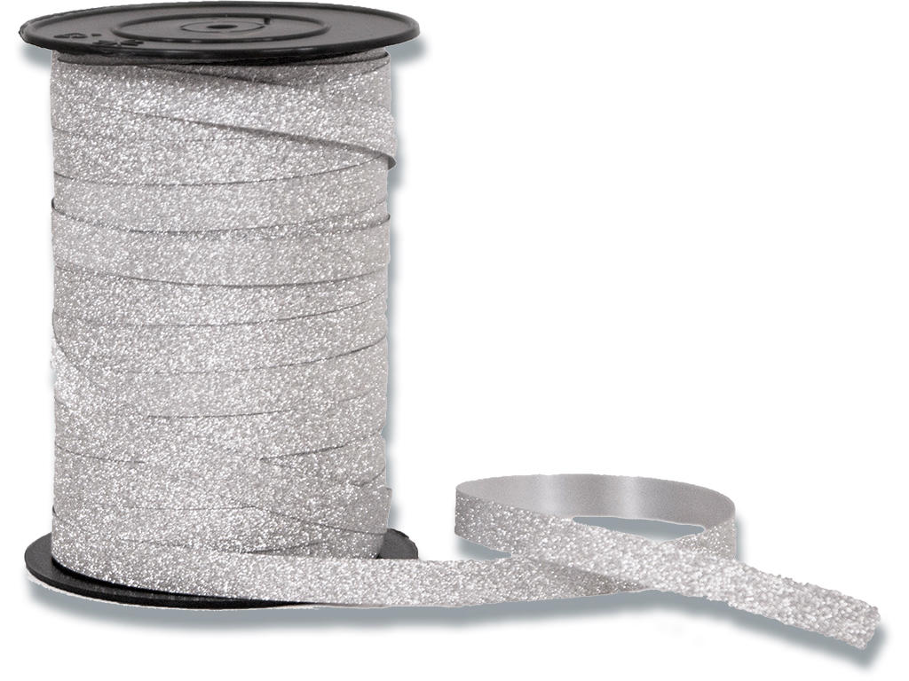 Gavebånd, PP, 10mm x 100m, Sølv, Roliba Lido Glitter 