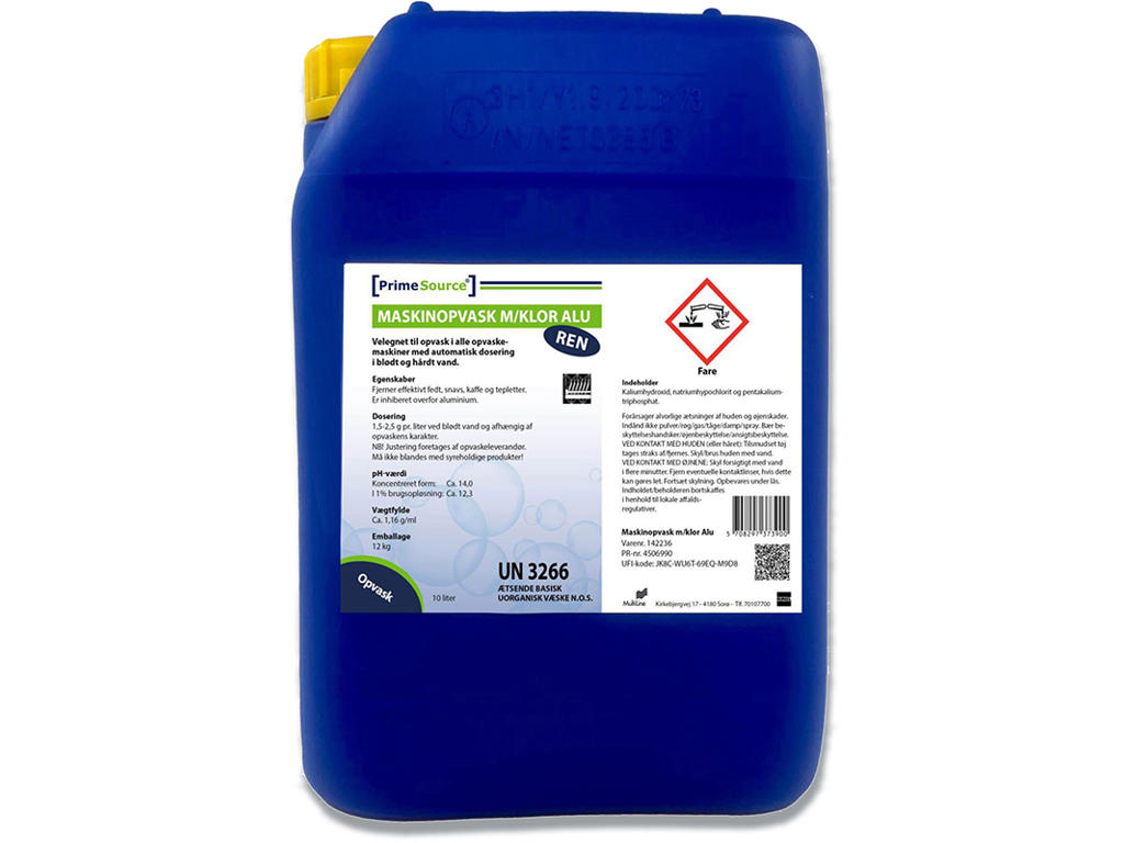 Maskinopvask, Alusikker, Med klor, 10 liter, Prime Source