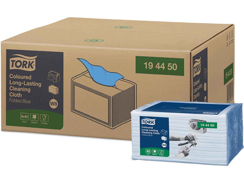 Aftørringsklud, Allround, Blå, 40 klude, Tork W8