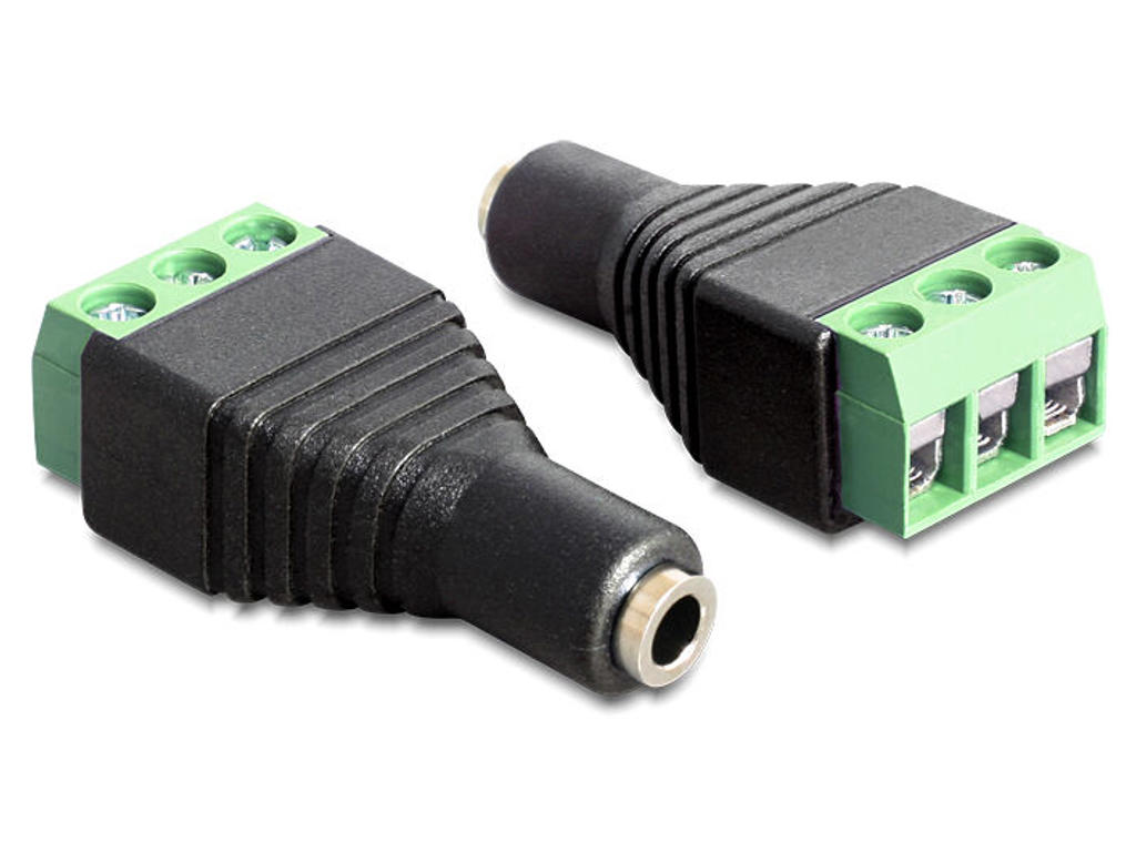 DeLOCK 65455 kabel kønsskifter 3.5 mm 3 pin terminal block Sort, Grøn