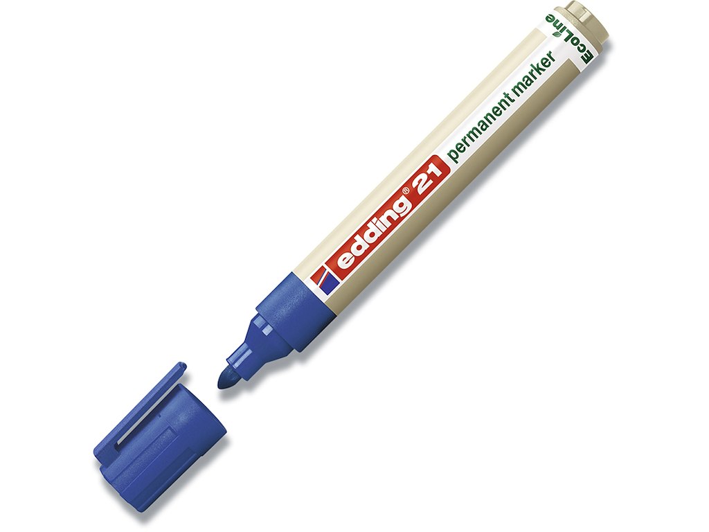Marker, Rund spids, 1.5-3 mm, Blå, Edding Ecoline 21