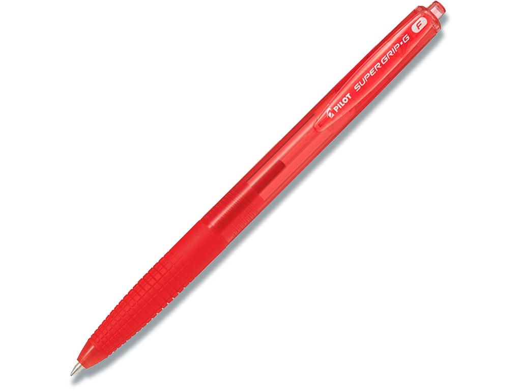 Kuglepen, 0.7 mm, 0.22 mm, Rød, Pilot Super Grip G Fine BPGG-8R-F-R