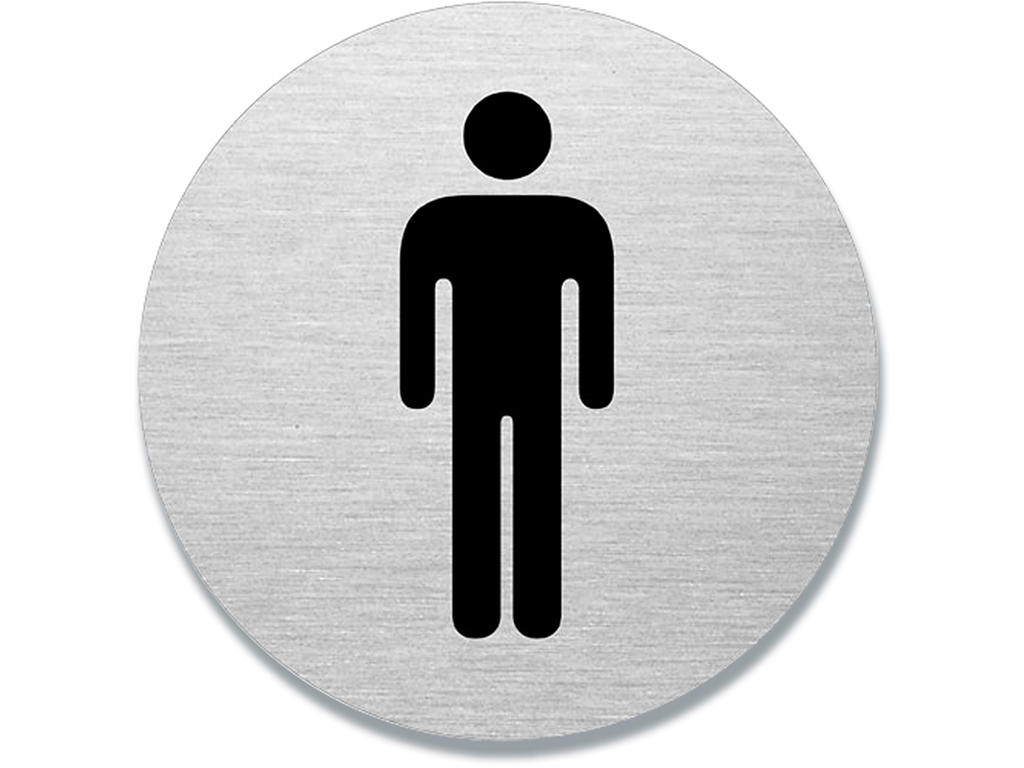 Dørskilt, Ø7.5 cm, ''Herre toilet'', Aluminium, BNT Office 