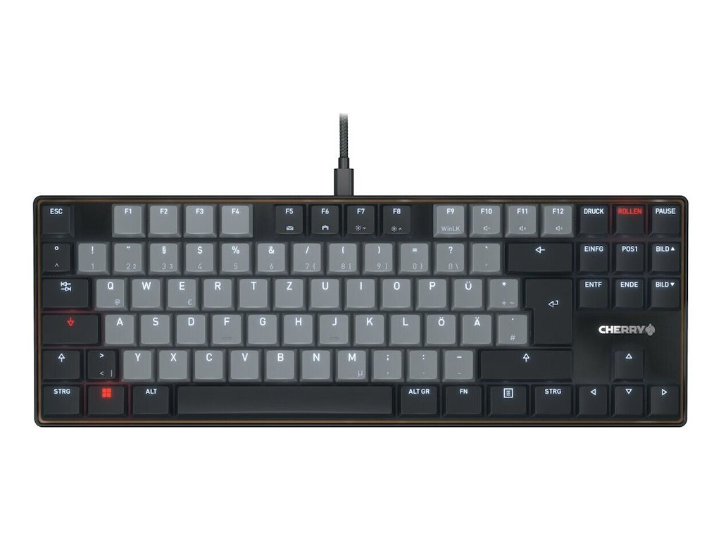 CHERRY KC 500 MX LP TKL tastatur Hjemme/kontor USB QWERTZ Tysk Sort, Grå