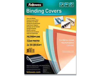 Indbindings for- og bagsider, PP-Plast, A4, Mat transparent, Fellowes 