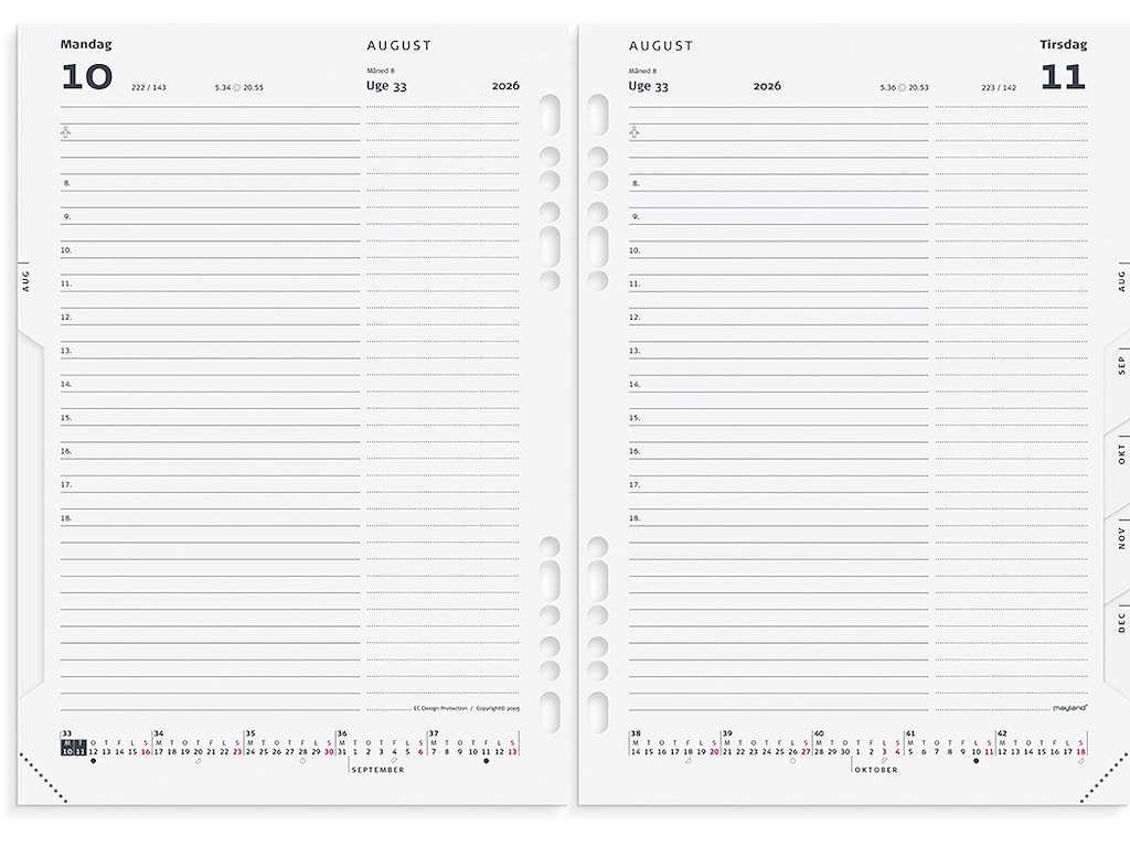 System A5, 2026, Dag, 1 dag pr. side, Refill, Mayland