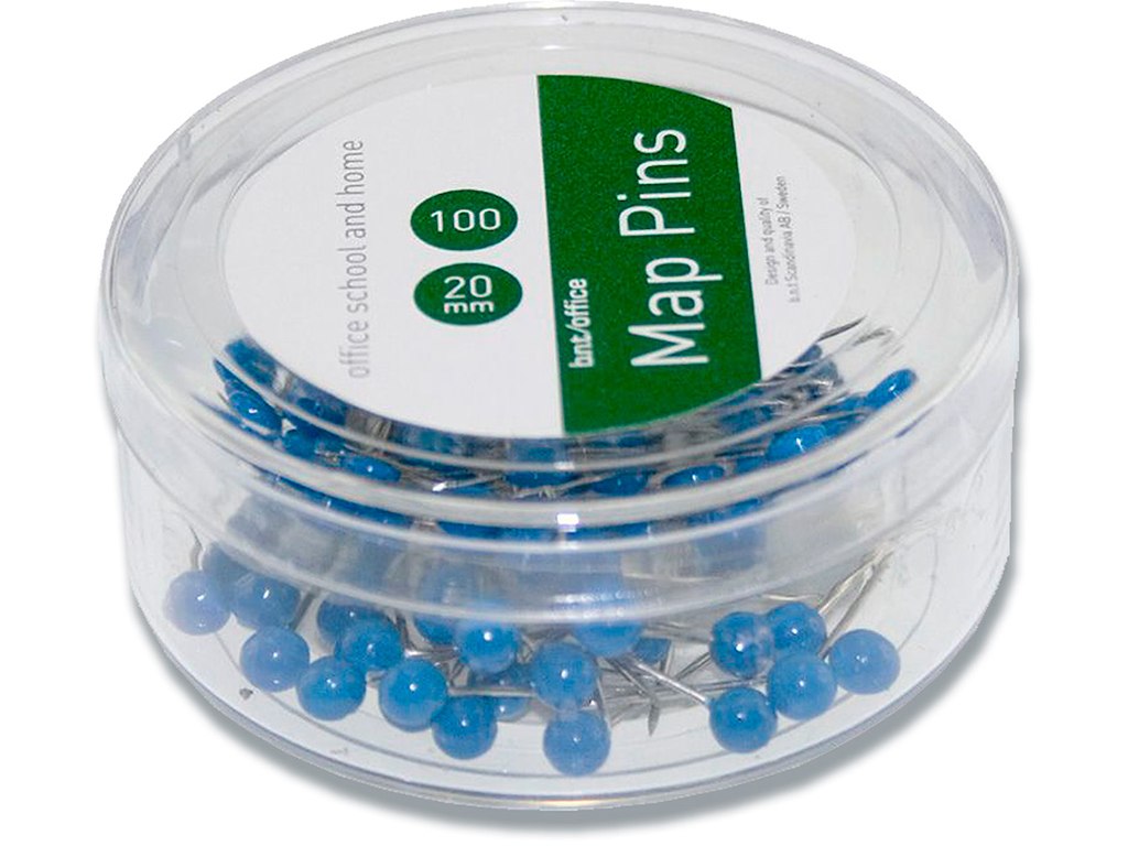 Kortnåle, Blå, 4x20 mm, 100 stk, BNT Office 