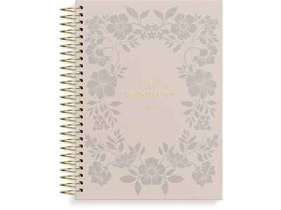 Kalender, 2027, Life Organizer, 1 uge pr. opslag, Beige og Blomsterranke, Mayland