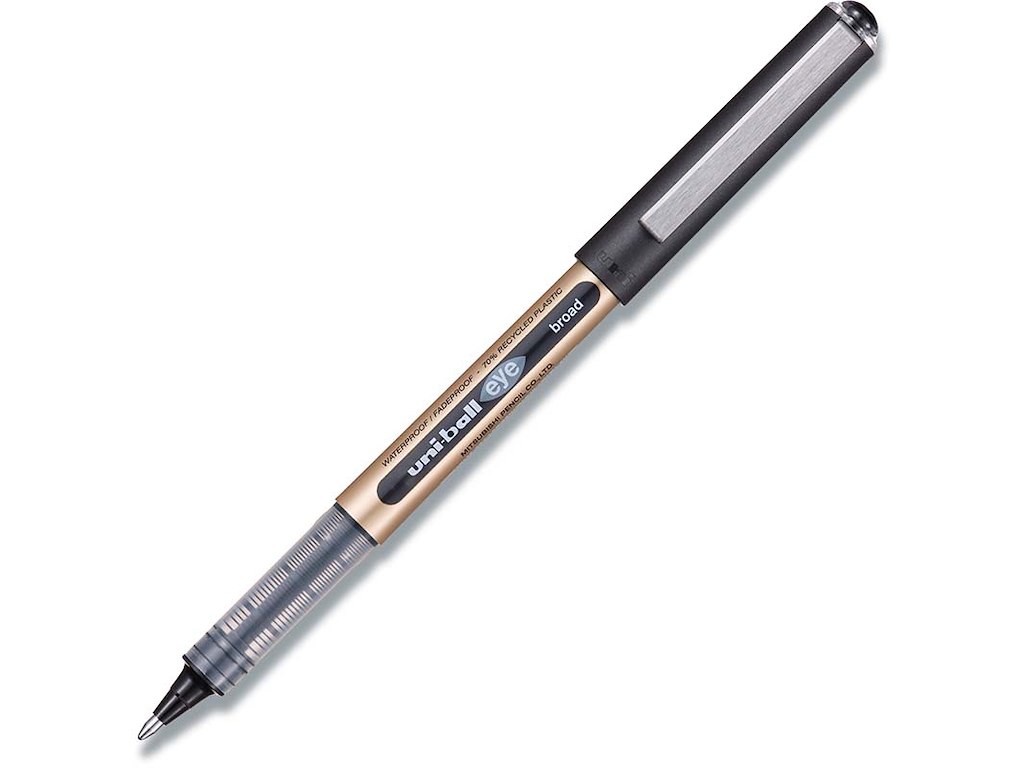 Rollerball pen, 1.0 mm, 0.65 mm, Sort, uni-ball Eye Broad UB-150-46