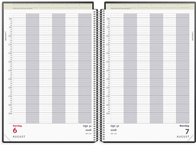 Kalender, 2028, Aftale, 6 personer, 1 dag pr. side, Sort, Mayland