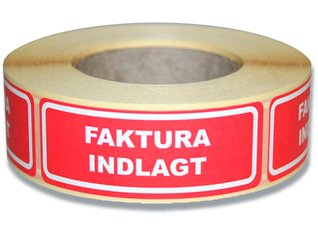 Etiketter, 24x64.6 mm, Rød og hvid, 500 etiketter i alt, BNT ''Faktura indlagt'' 