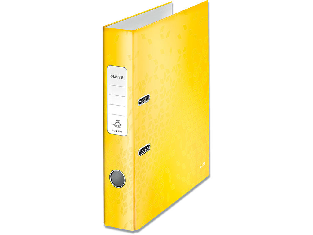 Brevordner, A4, 5 cm, Metallic gul, Leitz 180° WOW Smal