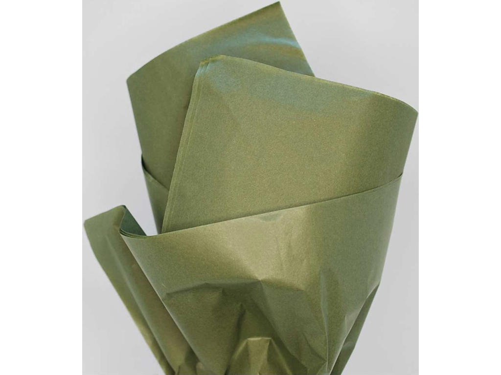 Silkepapir, 50x75 cm, Oliven grøn, 480 ark