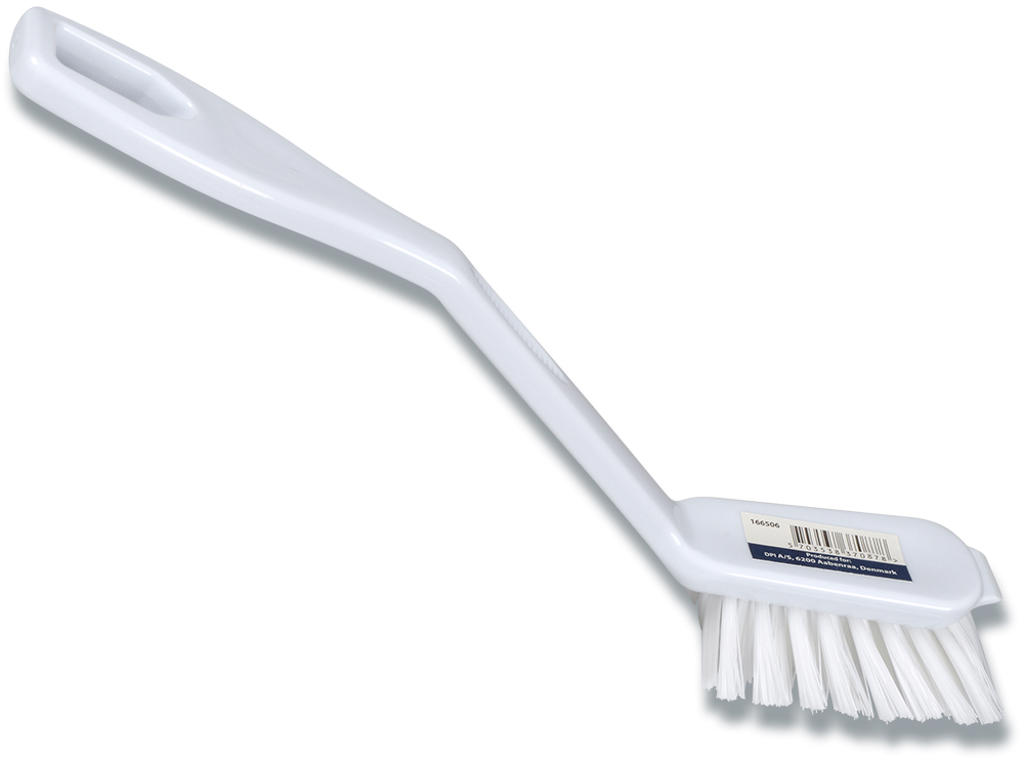 Opvaskebørste, Hvid, 23,5cm, Stive børstehår, Skrabekant, PP/nylon, Abena
