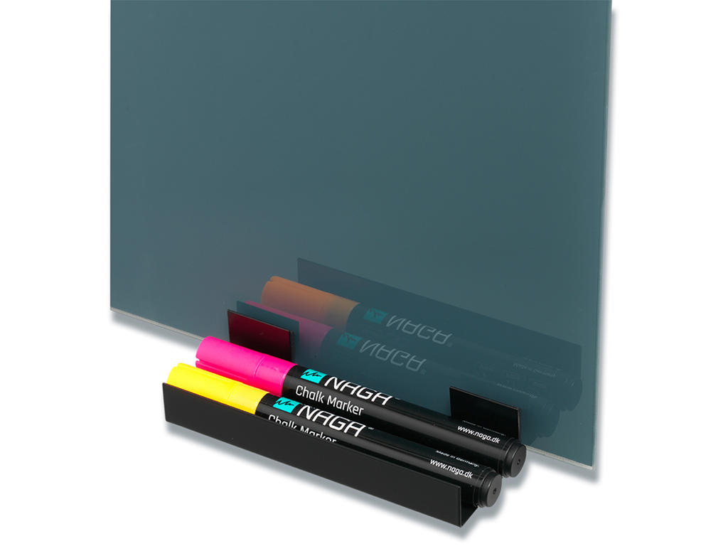 Penneholder, Til whiteboards, Plads til 2 penne liggende, Sort, Naga 