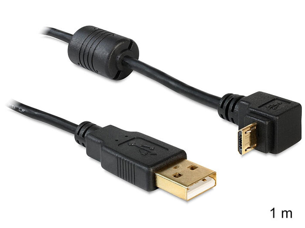 DeLOCK USB2.0 1m USB-kabel USB A Micro-USB B Sort