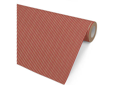 Gavepapir, Floating Stripe Rød-Guld, 57 cm, 154 m, Hedlunds