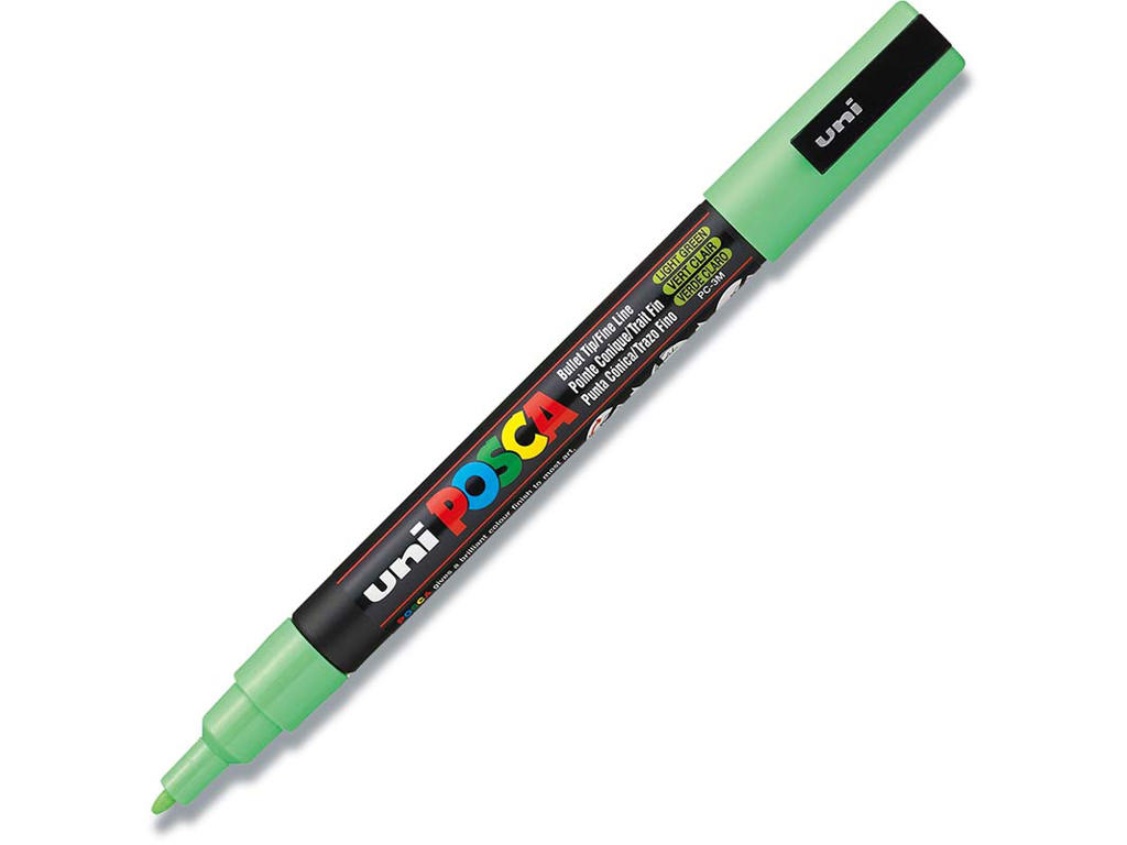 Paint marker, 0.9-1.3 mm, Lysegrøn, Rund spids, uni Posca PC-3M