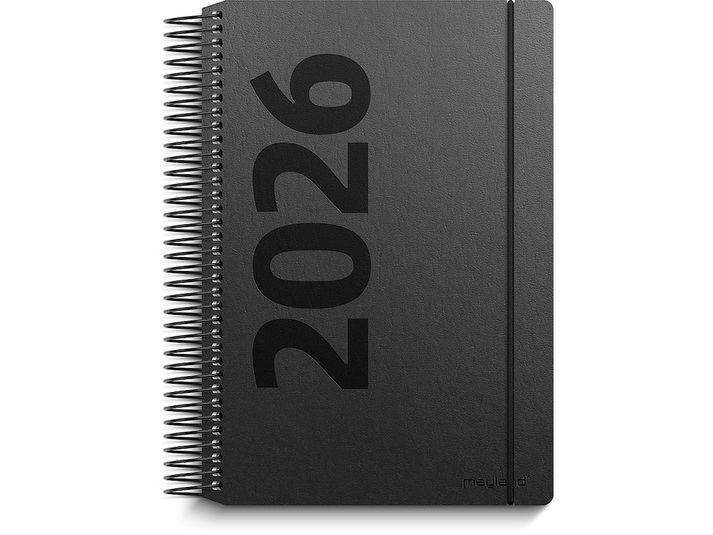 Kalender, 2026, Dag, 1 dag pr. side, Sort, Mayland