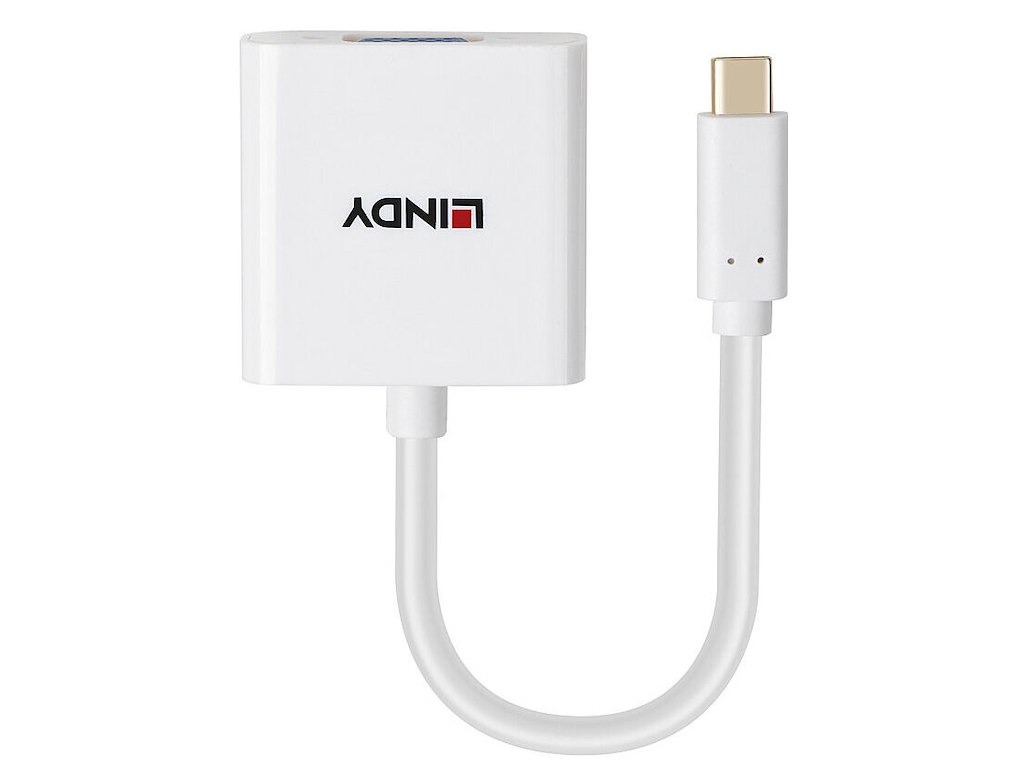 Lindy 43437 videokabel adapter 0,1 m USB Type-C VGA (D-Sub) Hvid