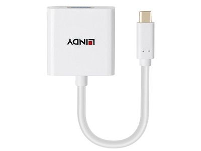 Lindy 43437 videokabel adapter 0,1 m USB Type-C VGA (D-Sub) Hvid