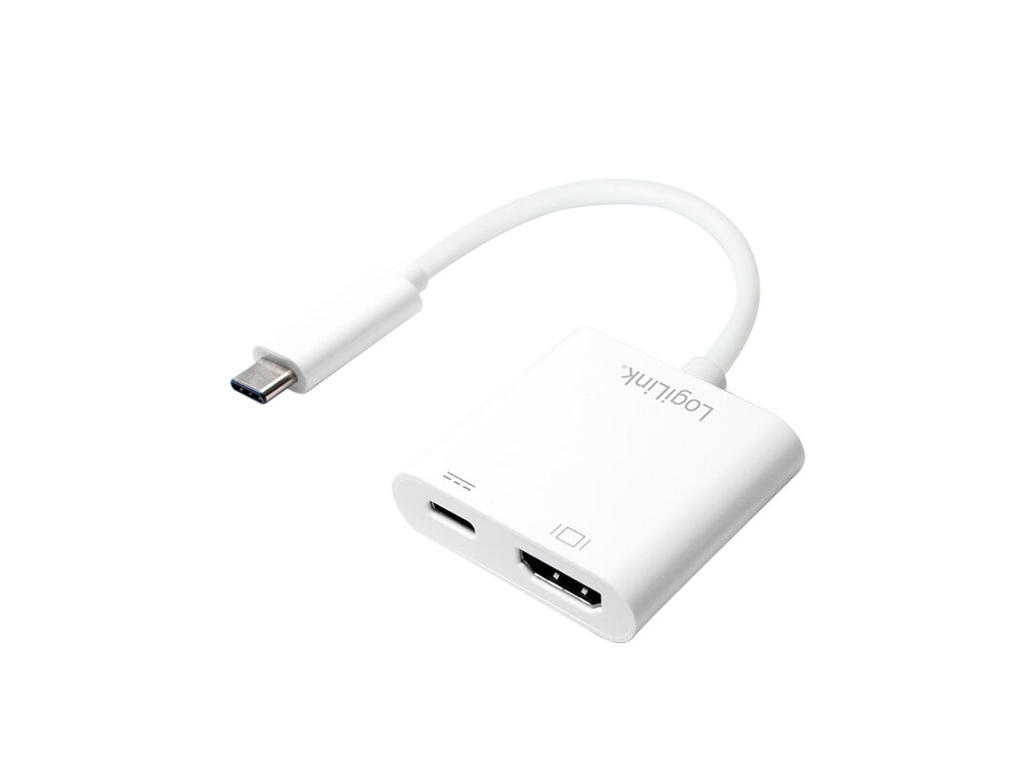 LogiLink 0.14m, 2xUSB-C/HDMI USB grafisk adapter 3840 x 2160 pixel Hvid