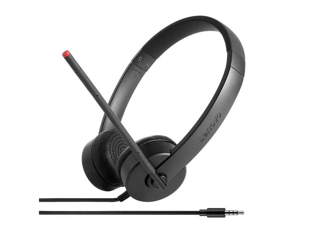 Lenovo Stereo Analog Headset Ledningsført Kontor/Callcenter Sort