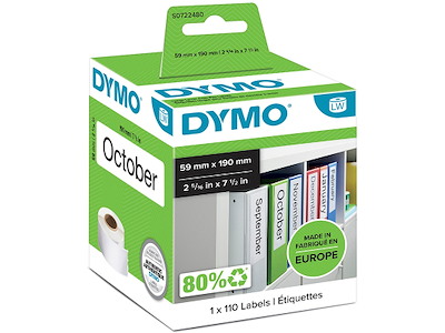 Labeletiketter, Universal, 59x190 mm, 1 rulle af 110 etiketter, Dymo LabelWriter 99019