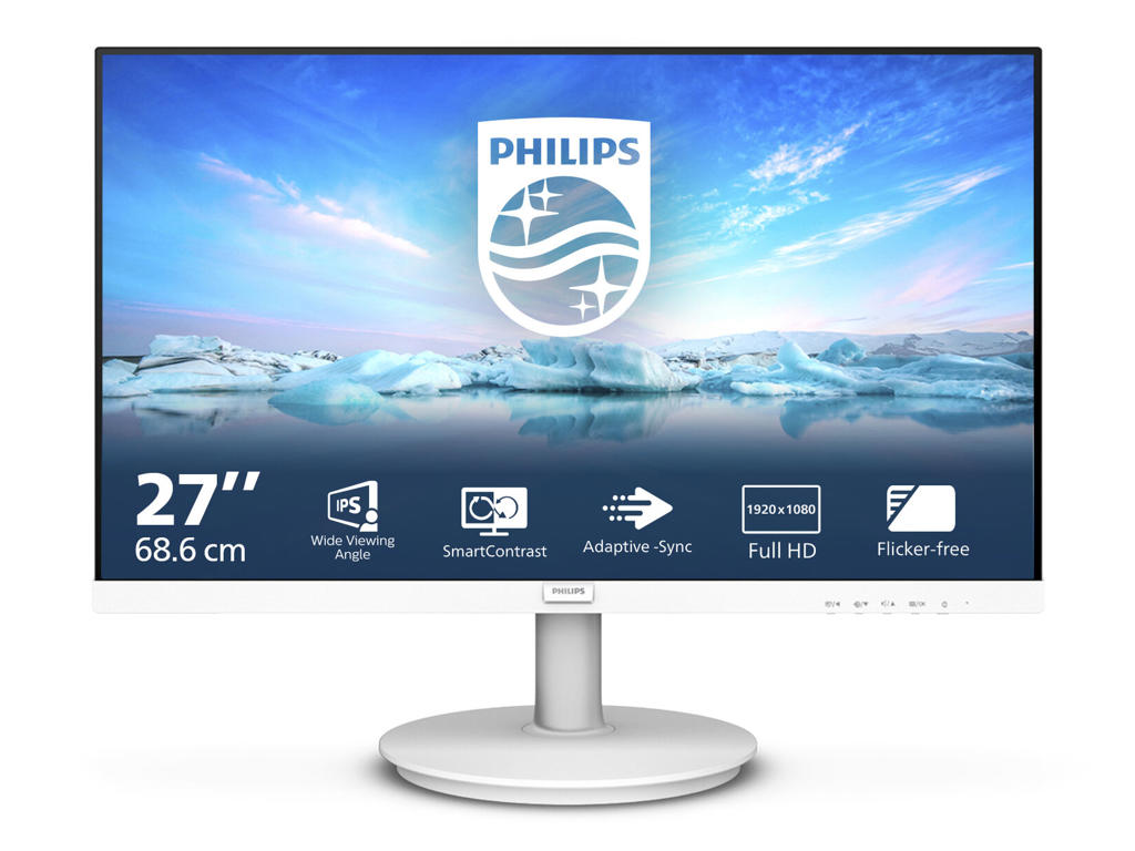 Philips V Line 271V8AW/00 computerskærm 68,6 cm (27") 1920 x 1080 pixel Fuld HD LCD Hvid