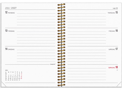 Kalender, 2027, A6 Uge Tværformat, 1 uge pr. opslag, Hvid Senator, Mayland