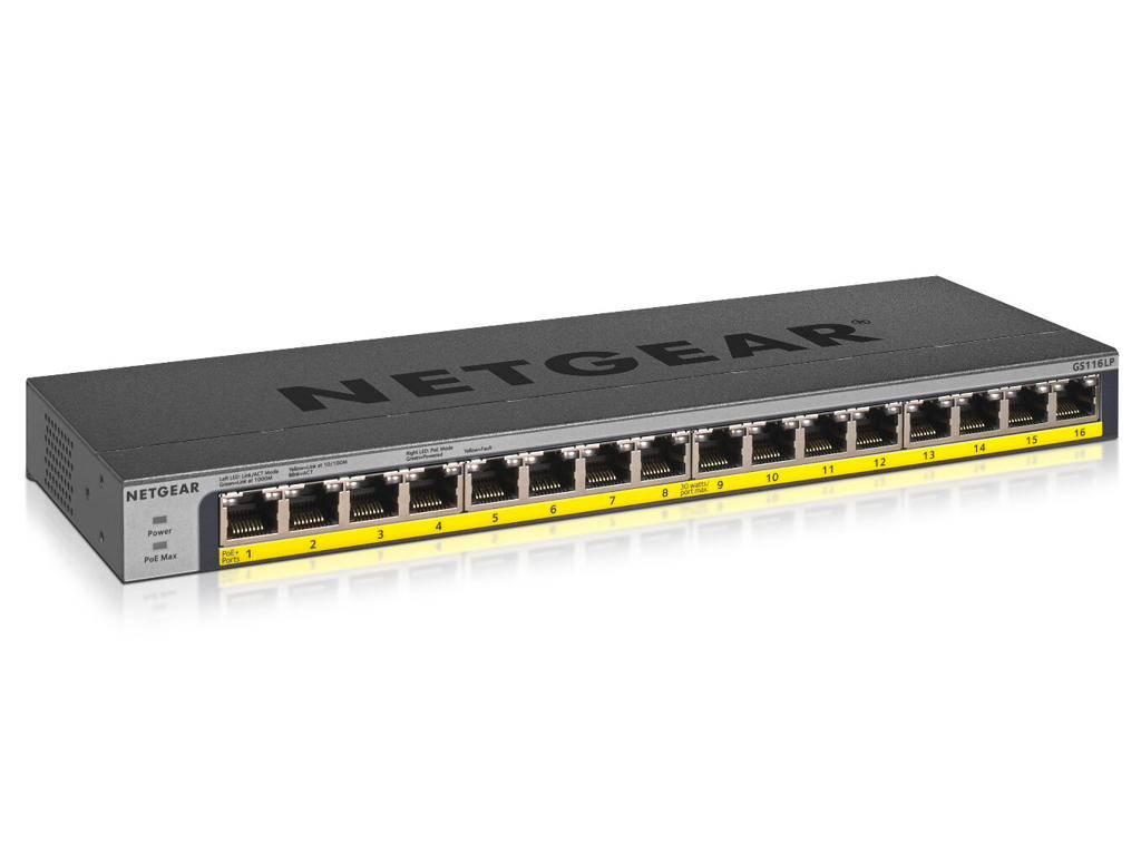 NETGEAR GS116LP Ikke administreret Gigabit Ethernet (10/100/1000) Strøm over Ethernet (PoE) Sort