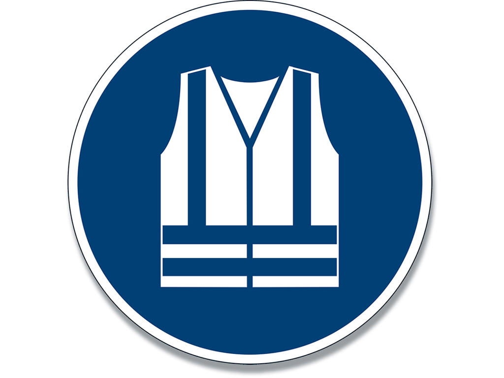 Gulvmarkering, Påbudsskilt, ''Anvend sikkerhedsvest'', Blå, Durable 