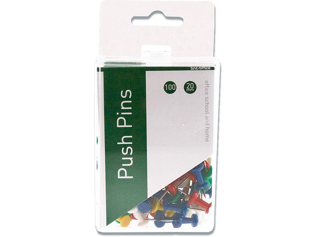 Tegnestifter, Assorteret, 20 mm, 100 stk, BNT Office 