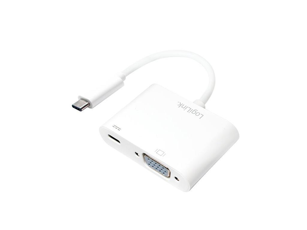 LogiLink 0.14m, 2xUSB-C/VGA USB grafisk adapter 1920 x 1200 pixel Hvid
