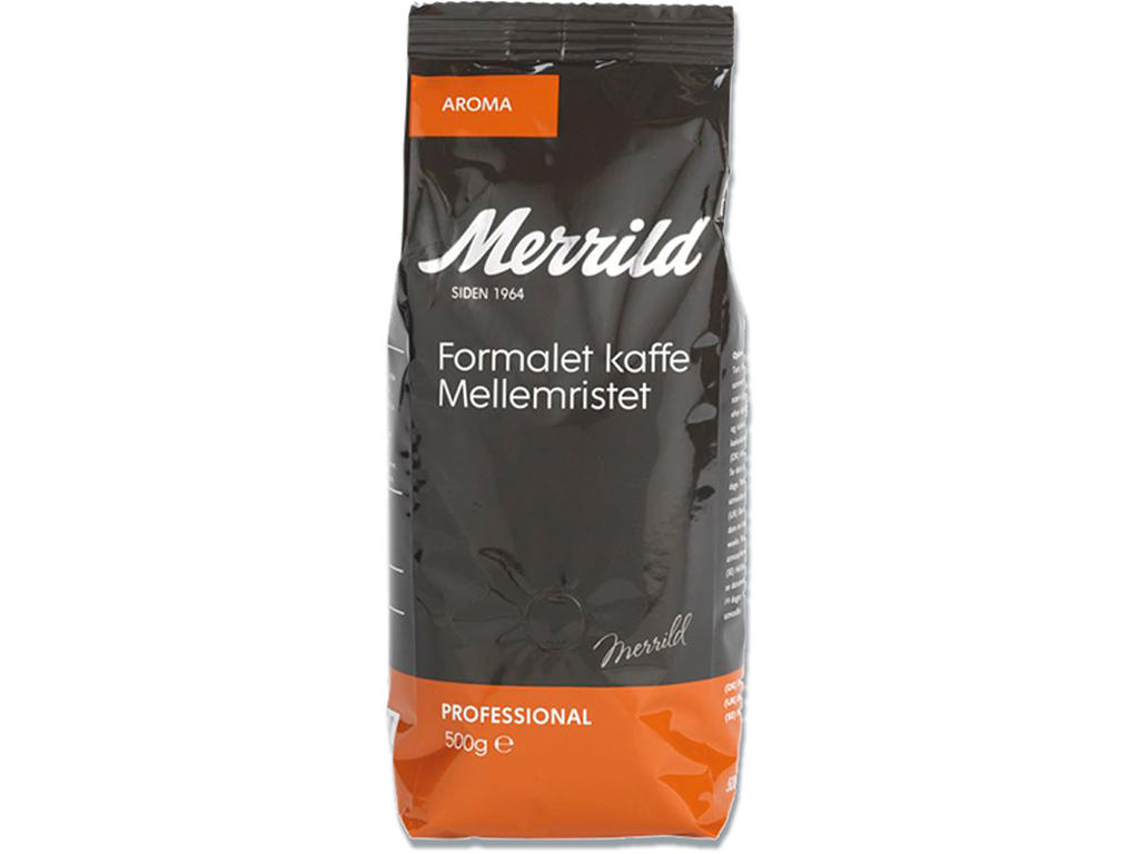 Kaffe, Filter formalet, Mellemristet, 500 g, 1 pose, Merrild Aroma 