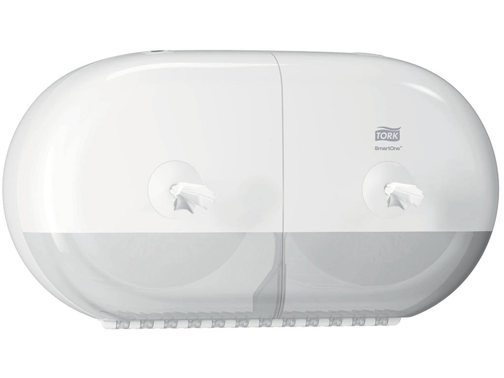 Toiletpapirdispenser, Til 2 mini ruller, Centertræk, Hvid, Tork SmartOne Twin Mini T9