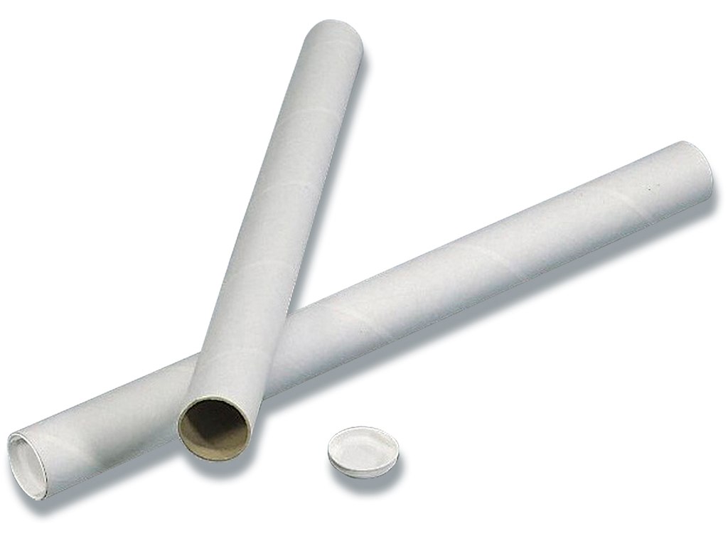 Paprør, Med låg, Ø80x750x2mm, Hvid, 