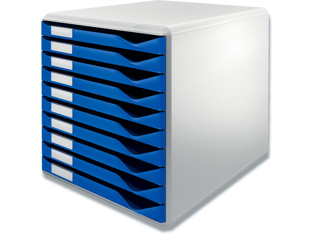 Skuffekabinet, 10 skuffer, Blå-lysegrå, A4, Leitz Post og Form A4