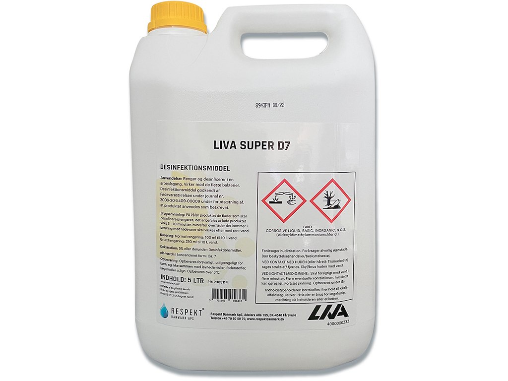 Overfladedesinfektion, Flydende, 5 L, Dunk, Liva Super D7