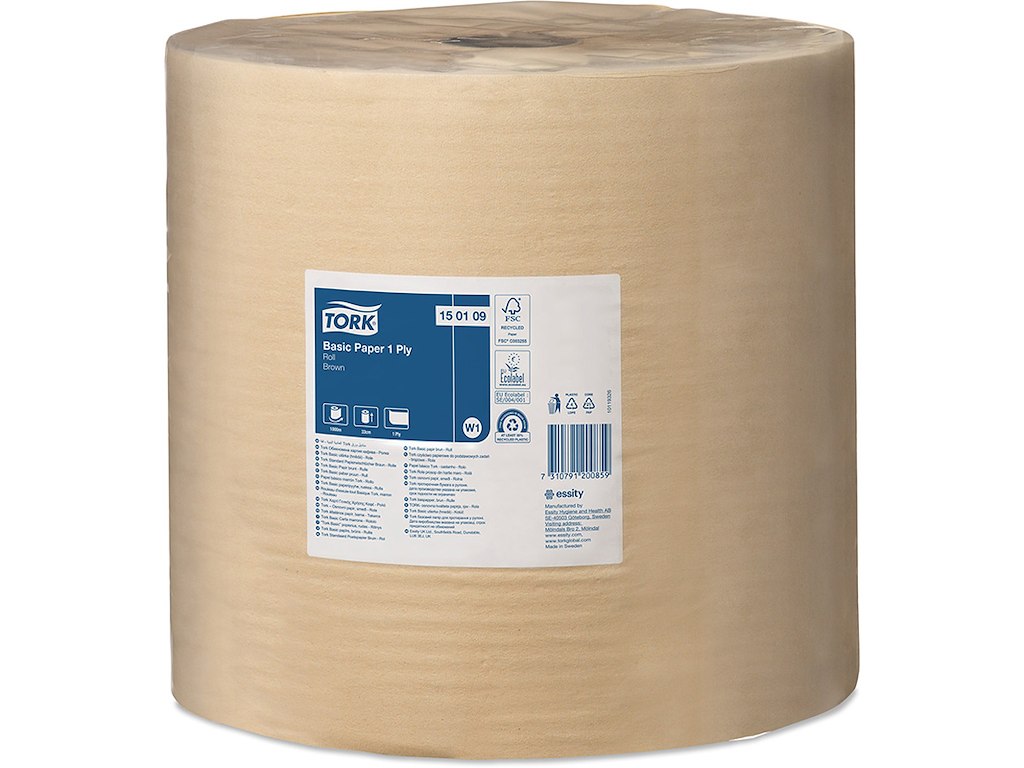 Aftørringsrulle, Udvendig oprulning, 1 lag, 1 rulle, Tork Basic W1