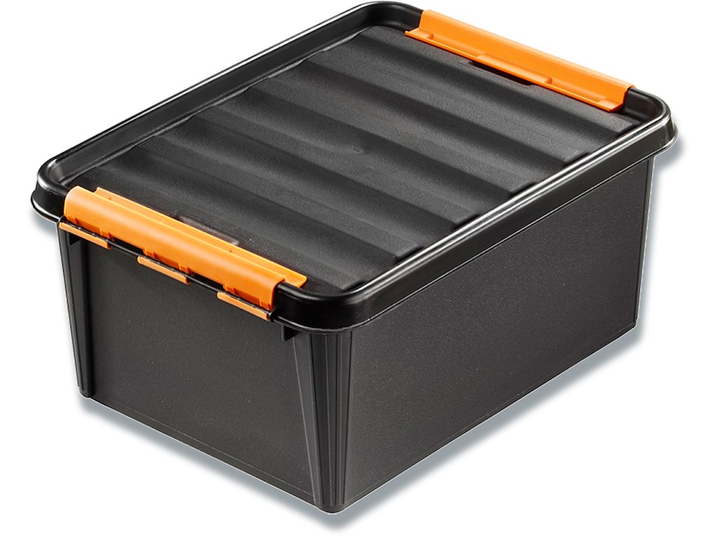 Plastkasse, Sort, 31 liter, Med låg, 50x39x26cm, Smart Store